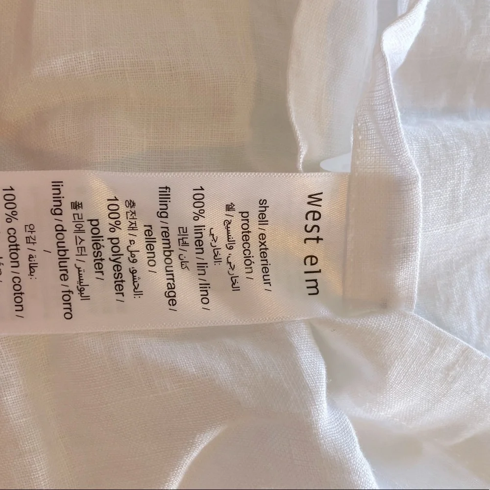 WEST ELM Linen Box Stitch Quilt Standard Pillow Sham - New